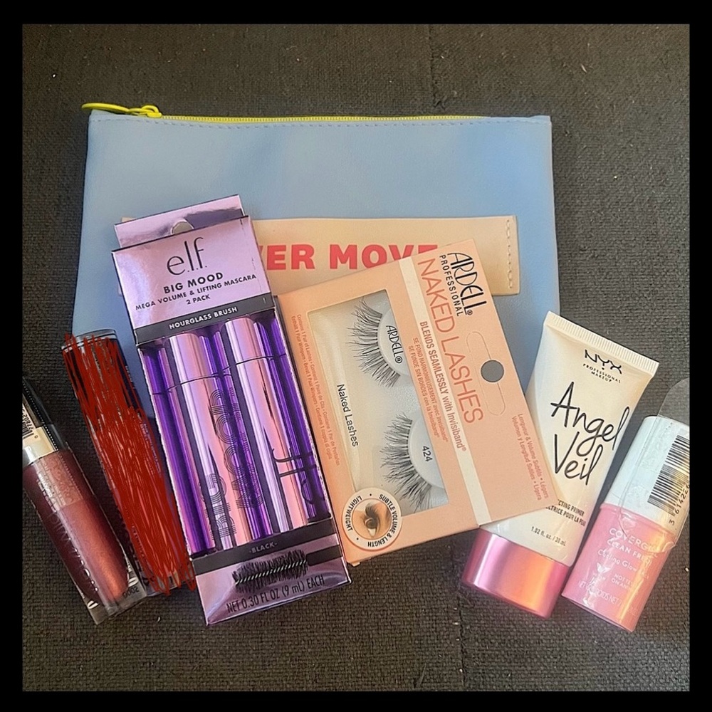 Cruelty Free Drugstore Makeup Bundle with Makeup Bag - Mascara, Lipstick, Lashes